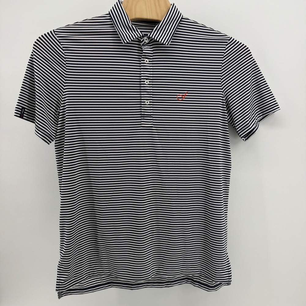 RLX Ralph Lauren Mens Striped Performance Golf Polo Shirt Navy White Large - Picture 6 of 10